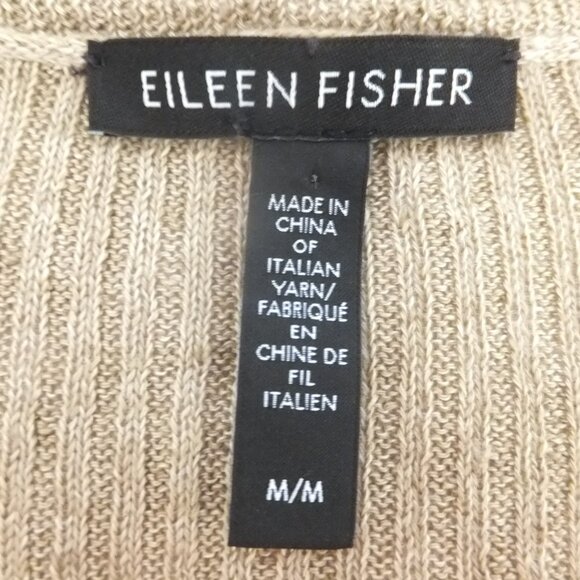 Eileen Fisher Sweater Womens Medium Beige 100% Organic Linen - Picture 5 of 7